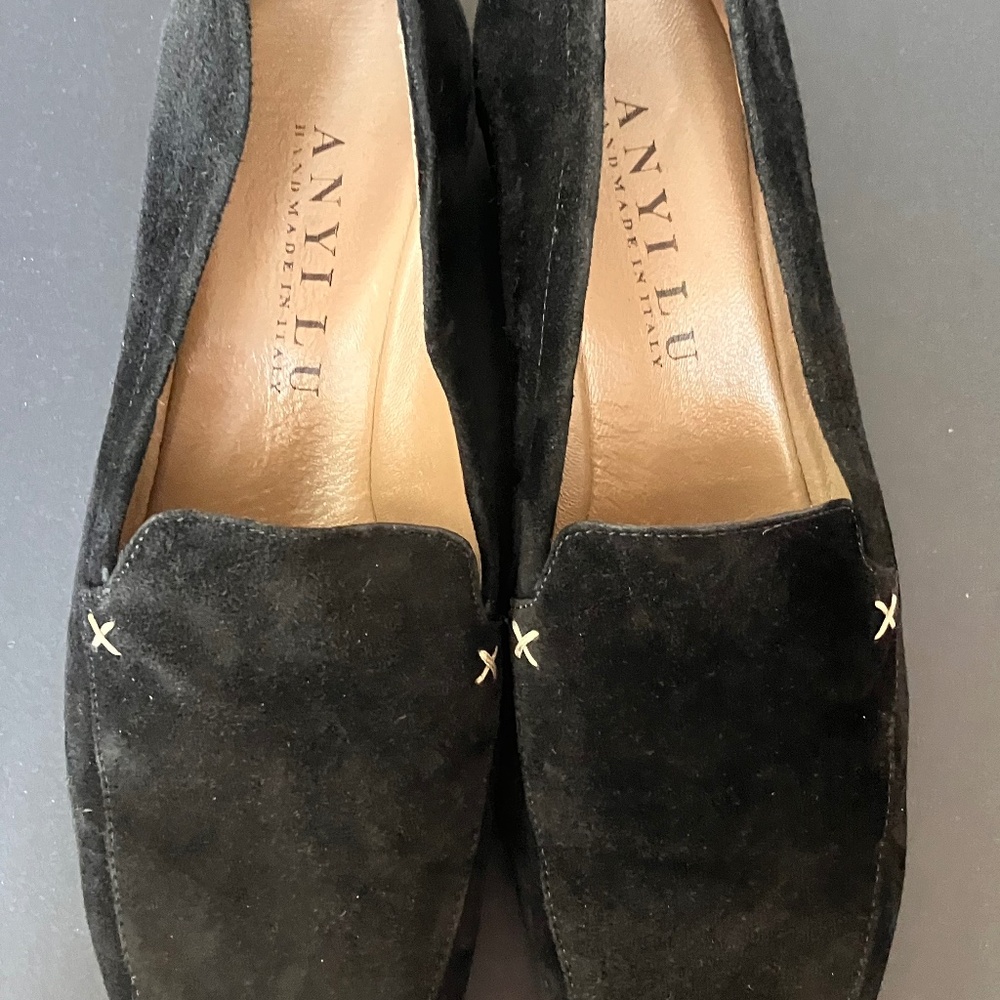 Anyi Lu Gabby Black Nappa/Suede Loafers
